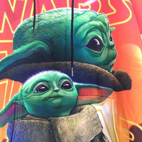 Star Wars, Baby Yoda Graphic, Hooded, Pull Over Sweater. - Picture 3 of 8